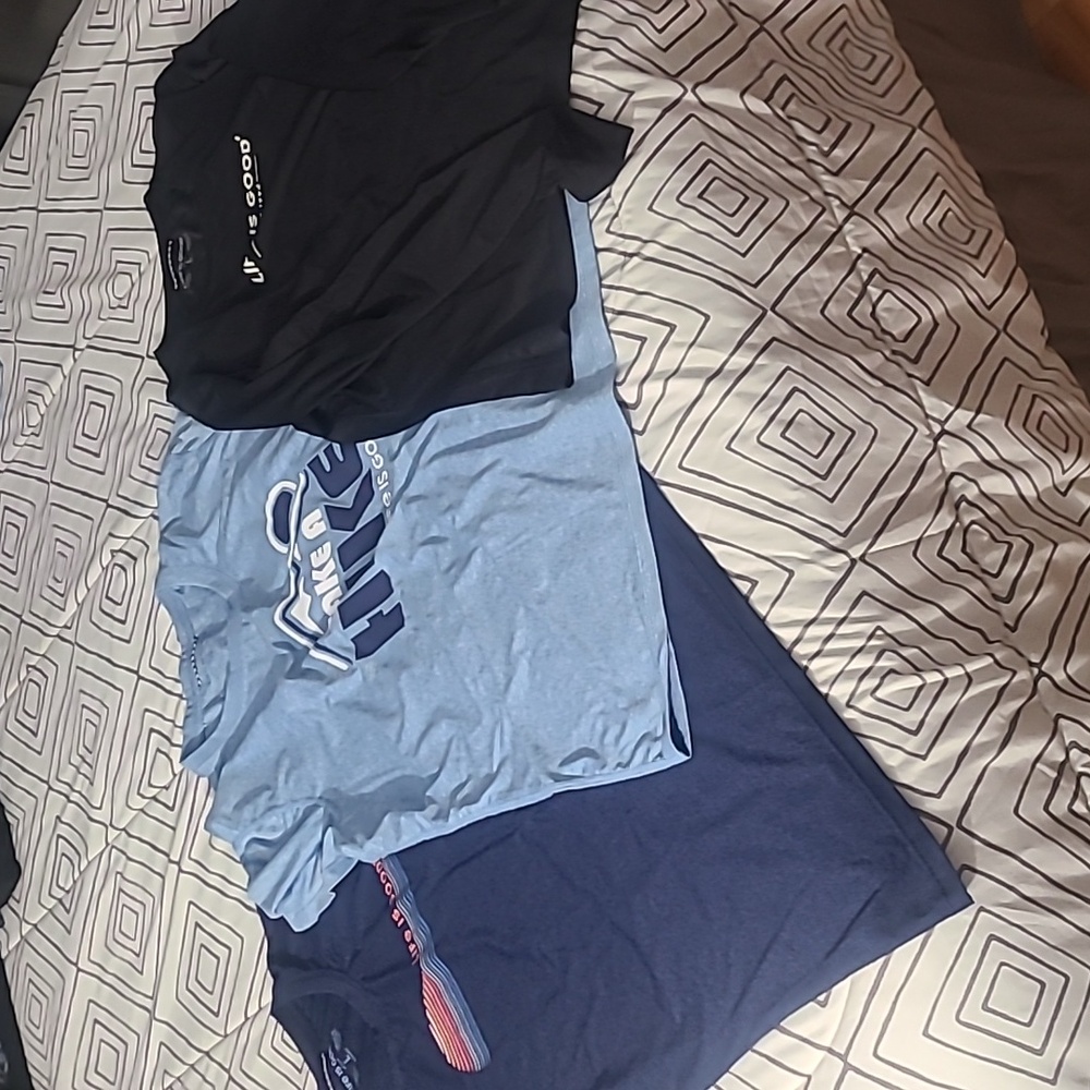 EUC Life Is Good Blue and Black T-Shirt Trio